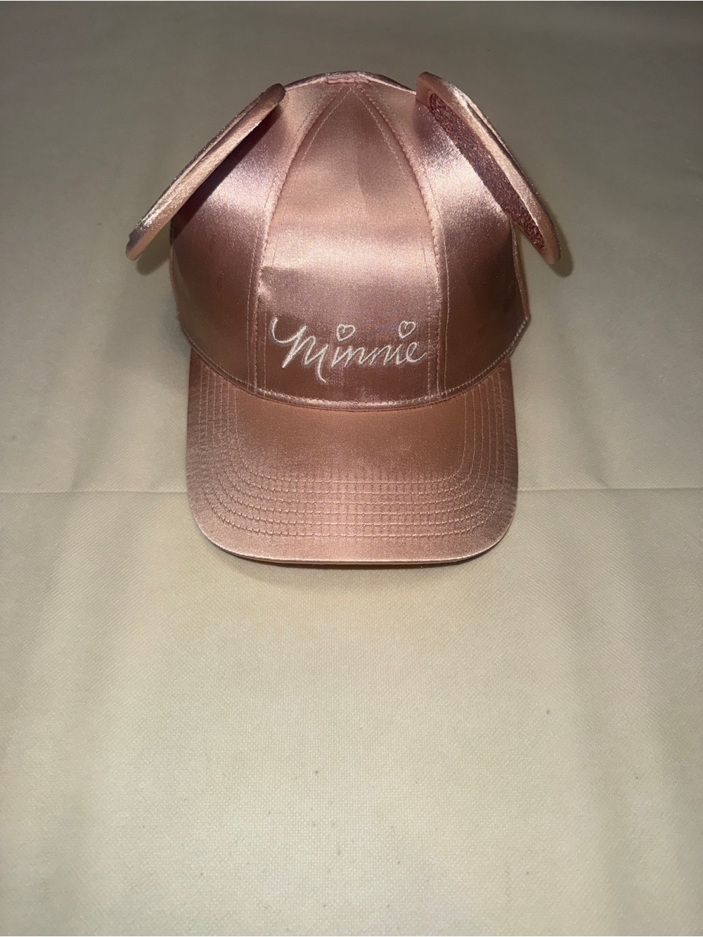 Disney Satin Rose Gold Minnie Ear Baseball Cap